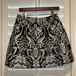 Alice and Olivia Black and Silver Floral Skirt